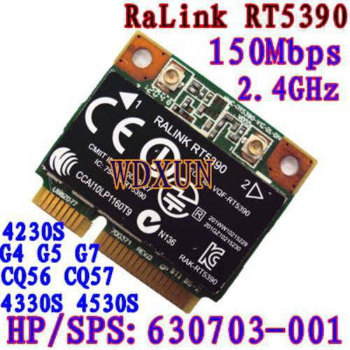 Half Mini Pci-e wireless card RT5390 for HP ProBook 4445s 4540s 4545s CQ56 CQ57 G7 300M Wireless Card SPS: 630703-001