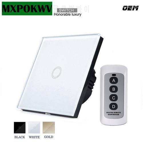 220V Smart Home Remote Control Switch 1 Gang 1 Way Wireless Wall Light Touch Panel Switch, Smart Home Automation Module