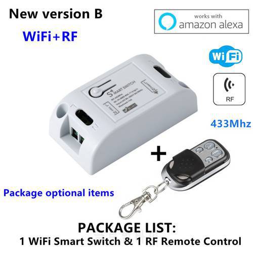 Wifi Switch DIY Smart Home Automation Modules Wireless Remote Control Light Timer Relay Switches 110V 220V Works with Alexa
