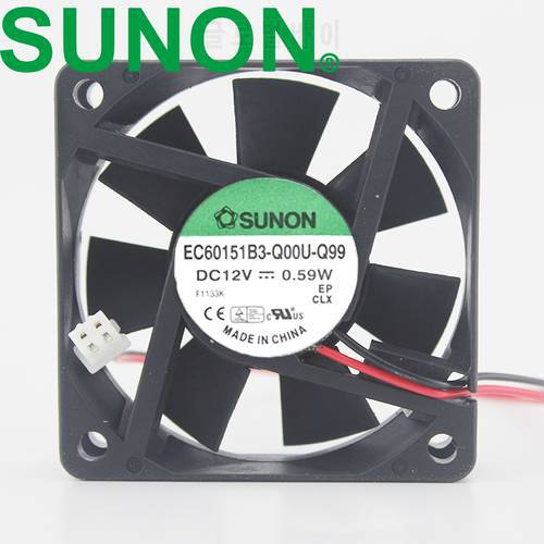 1pcs 12V 0.59W silent fan 6015 60mm 60*60*15mm EC60151B3-Q00U-Q99 cooling case axial fan for SUNON