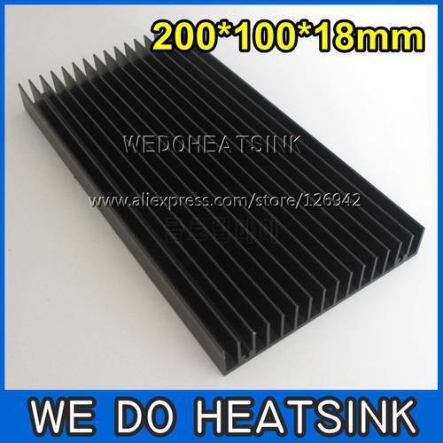 WE DO HEATSINK 2pcs 200x100x18mm Large Black Anodized Aluminum Heatsink Cooler For LED Cooling