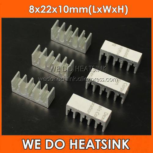 10pcs 8x22x10mm Extruded Aluminum Cooler Heatsink With Thermally Tapes For DIP