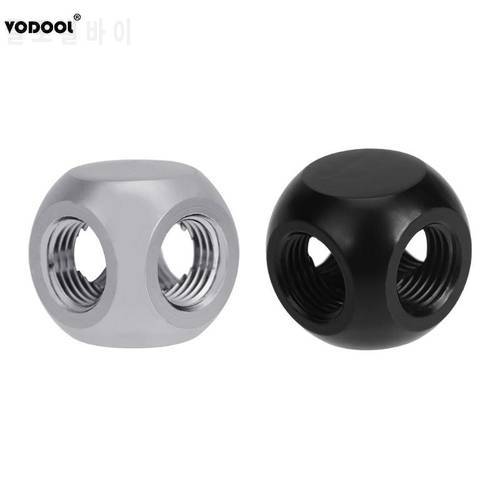 VODOOL Brass G1/4 Inner Thread 4 Way Water Tube Connector Splitter Tee Fittings Ball Shaped Adapter for PC Water Cooling