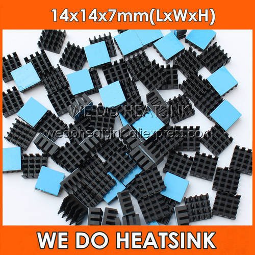 WE DO HEATSINK 14x14x7mm Without or With Thermal Pad Black Slotted Anodized Aluminum IC Memory Chip Heatsink Cooling Cooler