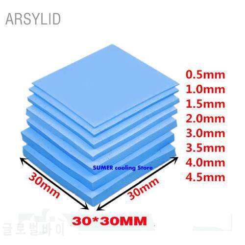 High quality 30*30mm Variety of thickness Thermal conductivity 3.6W GPU CPU Heatsink Cooling Conductive Silicone Pad Thermal Pad