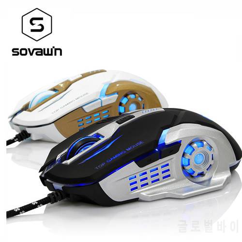 Sovawin Gaming Wired Mouse 3200 DPI RGB LED Lights USB Optical 6 Button Mouse Silence Mice Laser Mause For Laptop Computer Games