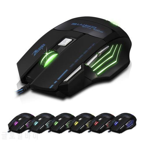 ZELOTES T-80 USB Wired Gaming Mouse 7200 DPI Backlight Multi Color LED Optical 7 Button Mouse Gamer Gaming Mouse for PC Laptop