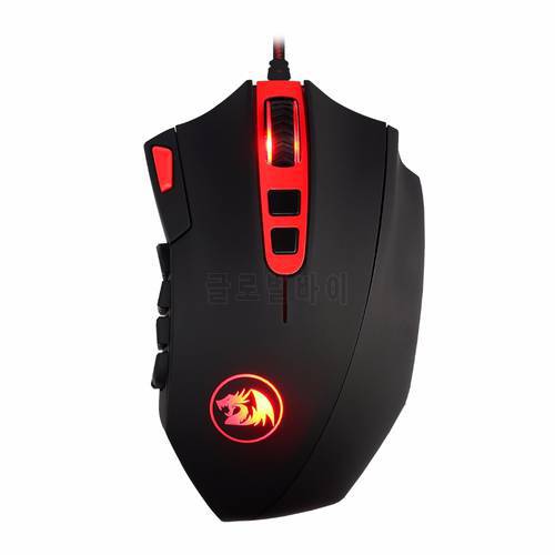 Redragon M901 Gaming Mouse High Precision 12400DPI 18 Buttons Programmable Big Laser Gamer Mice with Weights LED Backlit for PC