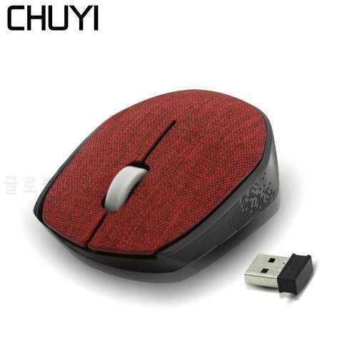 CHUYI Wireless MINI Mouse With Canvas Fabric Cover 1600DPI Ergonomic USB Optical Office Mause For Laptop 2019 PC Computer Mice