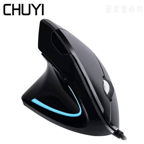 CHUYI Wired Left Hand Mouse Vertical Ergonomic Design Gaming Mause 1600 DPI Optical Wrist Rest Gamer Mice With Mouse Pad For PC