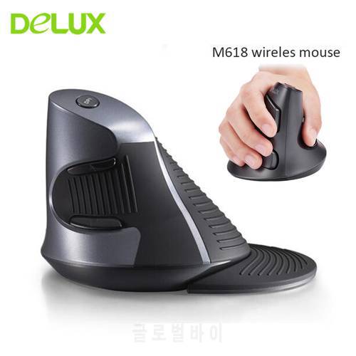 Delux M618GX Wireless Vertical Ergonomic Optical USB Computer Mouse 2.4Ghz 6 Button Gaming Mause 3D Upright PC Mice For Laptop