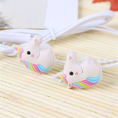 Cute Unicorns Cartoon Earphones Colorful Rainbow Horse In-ear 3.5mm Mini Earbuds For Mobile phone Girl Child Gift Headset bag