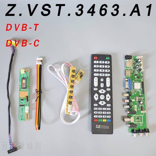 Z.VST.3463.A1 V56 V59 Universal LCD Driver Board Support DVB-T2 TV Board+7 Key Switch+IR+1 Lamp Inverter+LVDS