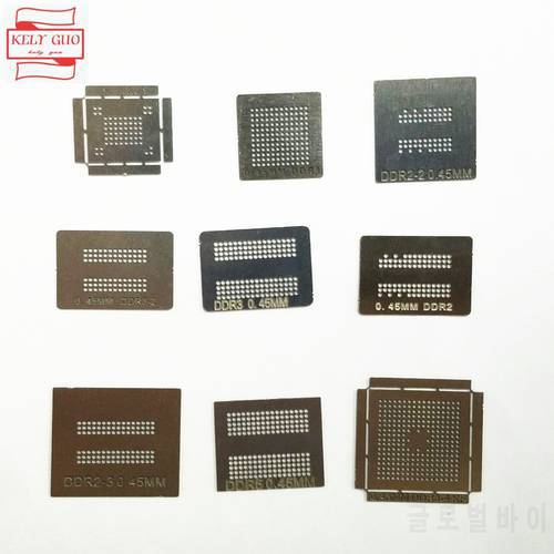 9pcs/set Directly Heat BGA Reballing Stencil Template Memory RAM DDR1 DDR2 DDR3 DDR5