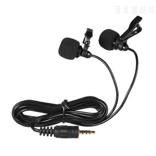 150cm Cellphone Smartphone Mini Dual-Headed Omni-Directional Microphone Mic with Collar Clip for iPhone X 8 7 Plus 6s 6 Plus etc