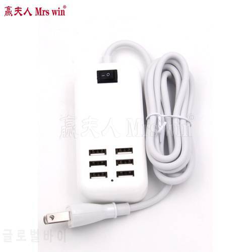 6 Port USB Hub Desktop Wall 30W Charger AC Power Adapter EU Plug US Plug Slots Charging Extension Socket Outlet With Switcher