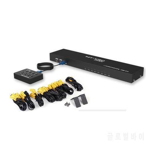 8 Port USB Manual KVM Switch, Multi-PCs VGA Controller, With Desktop Controller And Cables 250MHz