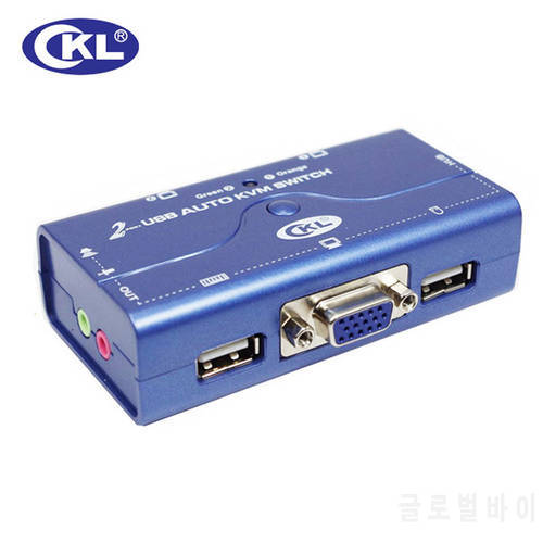 2 Port USB 2.0 VGA KVM Switch with Cabbles Support Audio Auto Scan, PC Monitor Keyboard Mouse DVR NVR Server Switcher CKL-72UA