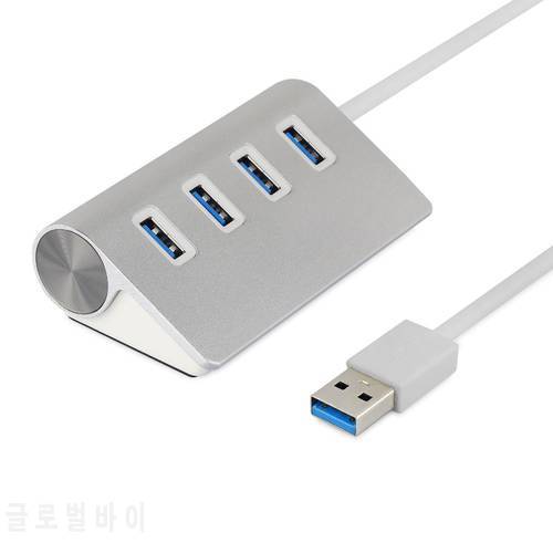 Aluminum 4 Port USB 3.0 Hub 5Gbps High Super Speed Adapter Cable For PC Laptop
