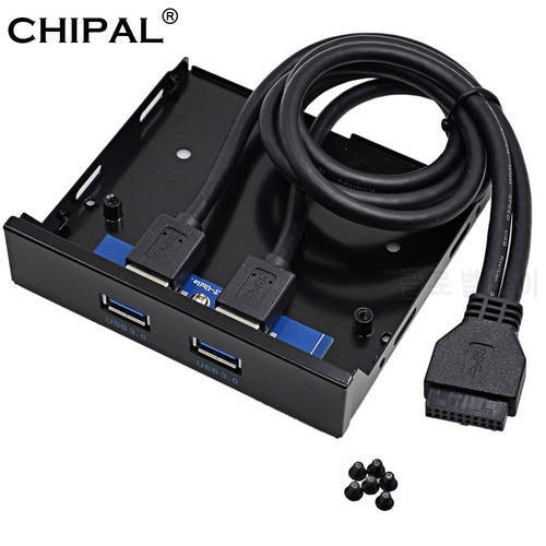 CHIPAL 19 + 1 20 Pin 2 Ports USB 3.0 Hub Splitter USB3.0 Front Panel Bracket Adapter Cable for PC Desktop 3.5 Inch Floppy Bay