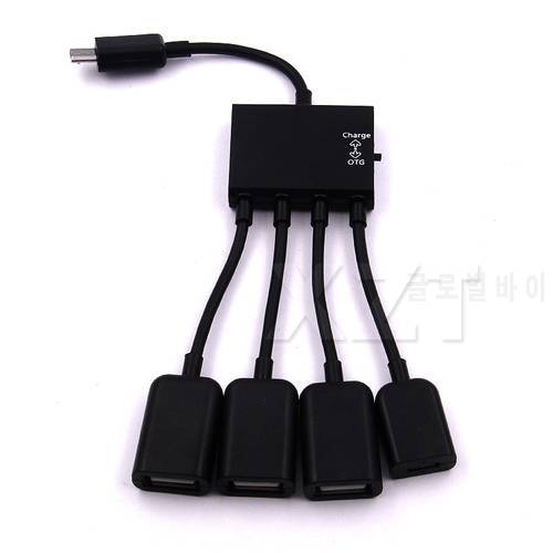 High Quality 4 Port Micro USB Power OTG Hub Cable Connector Spliter For Smartphone Computer Tablet PC charger cable