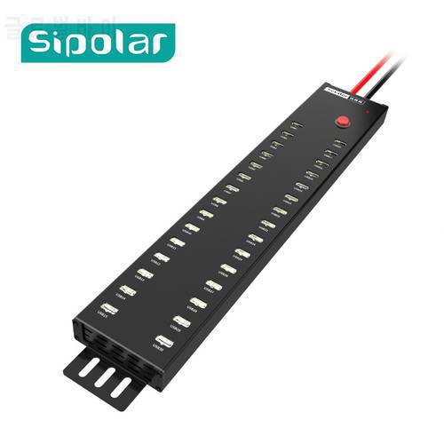 Sipolar A-812 industrial 30 port USB 2.0 hub with power adapter data syncs and charging function for tablets and mobile phones