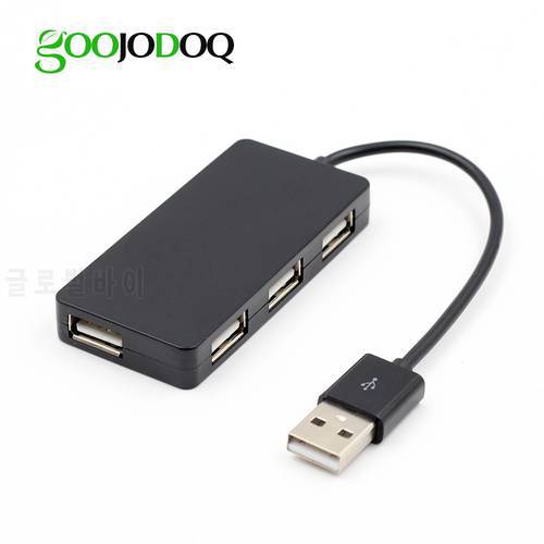 GOOJODOQ 4 Port Slim Mini USB 2.0 Splitter Adapter for Laptop PC Computer Desktop Black / White hot sale