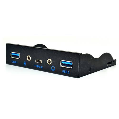 Internal USB 3.1 Gen 1 Type C + 2 x USB 3.0 Port Hub Front Panel w/ HD Audio Mic Jack for Desktop PC Case 3.5