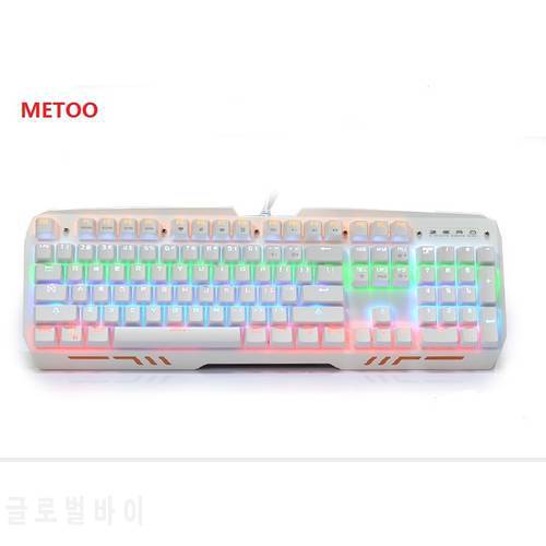 METOO Mechanical Keyboard Black/white 104 key Blue Switch Backlit Gaming Keyboard Anti-Ghosting for Desktop Tablet PC