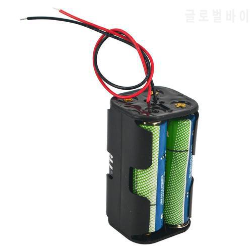 Black Plastic AA Battery Holder Storage Box Case Container With Wire Lead for 4x AA Batteries Wholesale