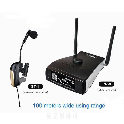 Hot New ACEMIC PR-8/ST-4 Professional stage antenna diversity wireless saxophone trumpet microphone system with aluminum box