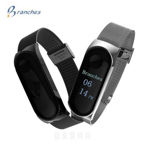 Branches Mi band 3 strap replacement Magnetism bracelet miband 3 bracelets bangles Wristband black Magnet Metal for xiaomi band3