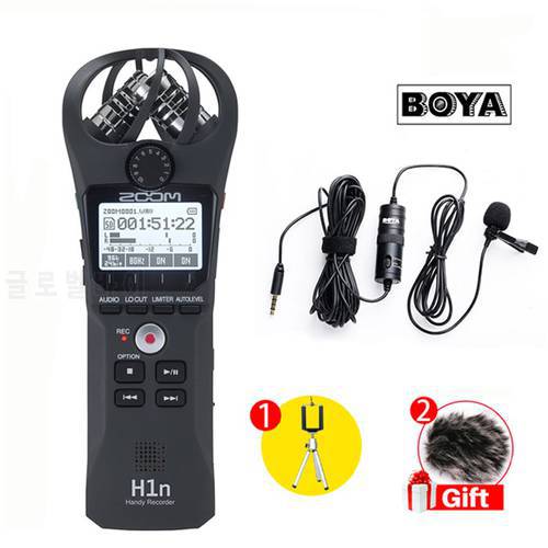 Zoom H1N Handy Portable Digital Recorder With BOYA BY-M1 Lavalier Microphone For Smartphone Camera