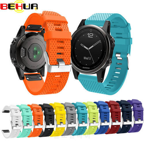 BEHUA Silicagel Soft Bracelet Strap for Garmin Fenix 5S Plus 6S Pro GPS Smartwatch Replacement Silicone 20mm Wrist Watch Band