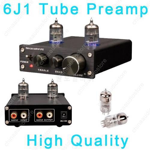 V2018 Hi-Fi 6J1 Tube Preamp Stereo Pre-Amplifier W/ Two 6J1 Tubes For Audio Amplifier,Adjustable Bass Treble,AC110-240V