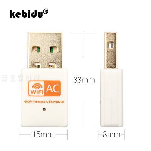 kebidu Network Card 600Mbps USB WiFi Adapter 2.4GHz 5GHz WiFi Antenna Dual Band 802.11b/n/g/ac Mini Wireless Computer Receiver