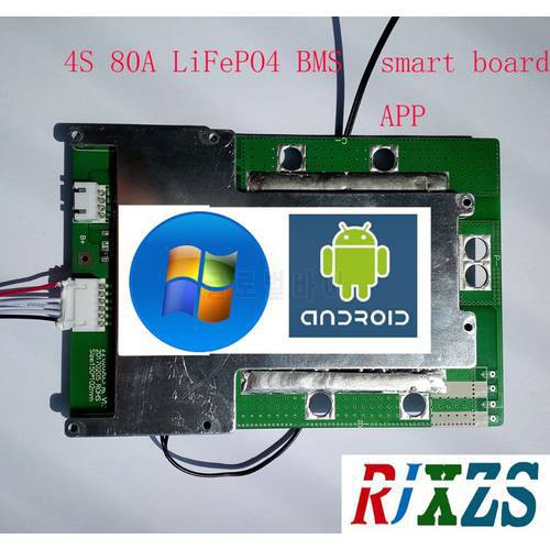 4S 40A/60A/80A smart board LiFePO4 BMS/PCM/PCB battery protection board for 4 Packs 18650 Battery w/balance w/APP