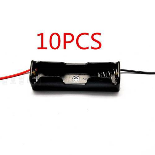 10PCS AA Batteries Storage Case Plastic Box Holder with 6&39&39 Cable Lead for 1 x AA Battery Soldering Connecting Black Digital