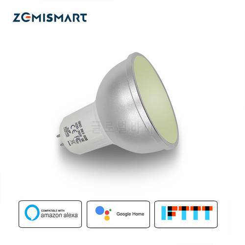 Zemismart Tuya WiFi RGBCW Bulb LED Light GU5.3 Intelligent Alexa Google Home Voice Control WIFI APP Control Wireless Timer 12V