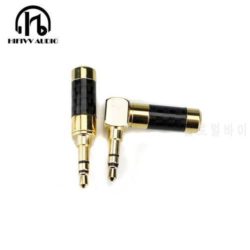 2pcs new gold JACK plug 3.5mm Earphone plug 3.5mm Stereo Headphone Connector carbon fibre Gold-plated