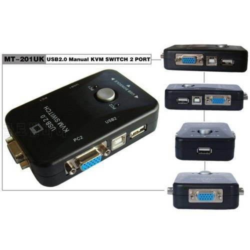 New 2 Port USB KVM Manual Switch Box MT-201UK 1920 * 1440 250MHz, Cables Optional