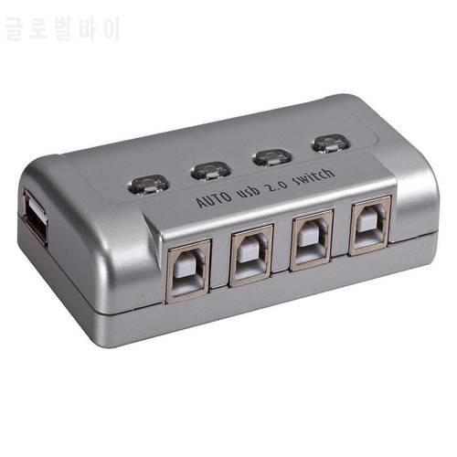 4 Port Auto USB 2.0 Switch Plastic, Automatic USB 2.0 Printer Sharing Device, Hotkey + Button, With Cables