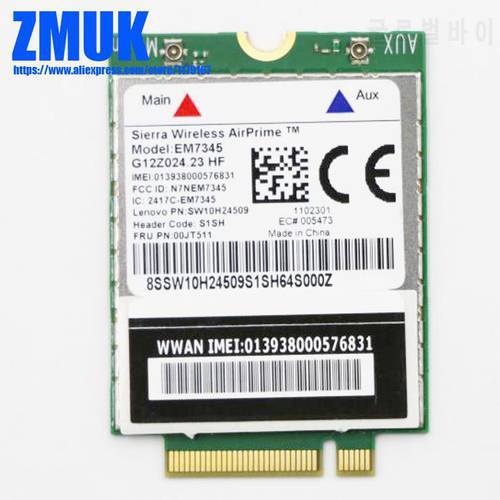 EM7345 4G WWAN Card For Lenovo Thinkpad Helix (20CG-20CH) Yoga 15 Series,P/N 00JT511 SW10H24509