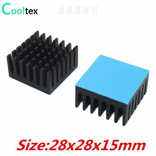 (Thicker version ) 10pcs 28x28x15mm Aluminum Heatsink Radiator Cooling for Electronic Chip IC VRM With Thermal Conductive Tape