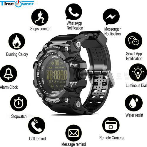Time Owner Smart Clock EX16 Smart Watch Notification Remote Control Pedometer Sport Watch IP67 Waterproof Men&39s Wristwatch