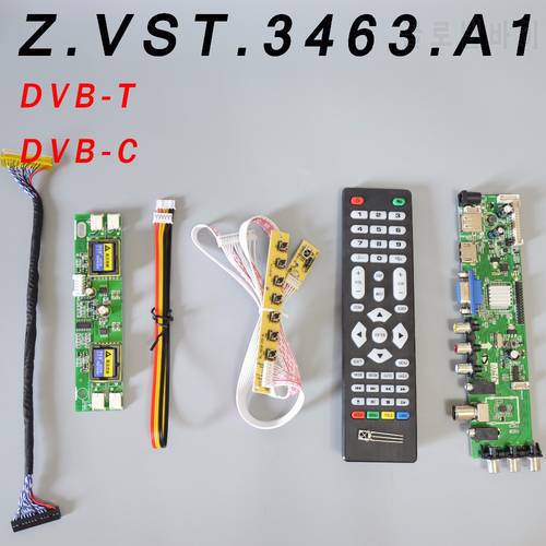 Z.VST.3463.A1 V56 V59 Universal LCD Driver Board Support DVB-T2 TV Board+7 Key Switch+IR+4 Lamp Inverter+LVDS