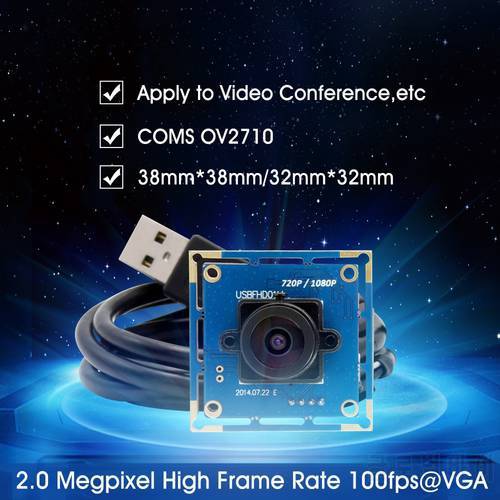 1080P Full HD USB Camera Module 2.1mm lens Wide Angle 2MP 1080P CMOS OV2710 USB Webcam for Mac Linux Android Windows OS
