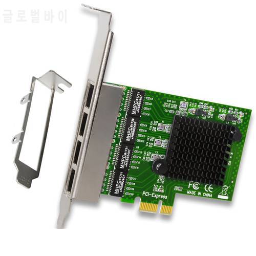 Network Card 4 Port Gigabit Ethernet 10/100/1000M PCI-E PCI Express to 4x Gigabit Ethernet Network Card LAN Adapter for Desktops