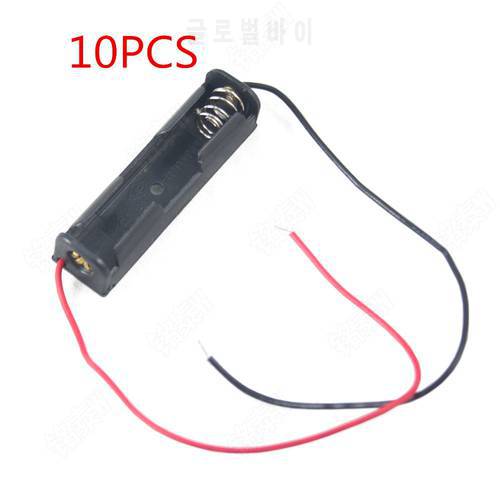 10PCS AAA Batteries Storage Case Plastic Box Holder with 6&39&39 Cable Lead for 1 x AAA Battery Soldering Connecting Black Digital