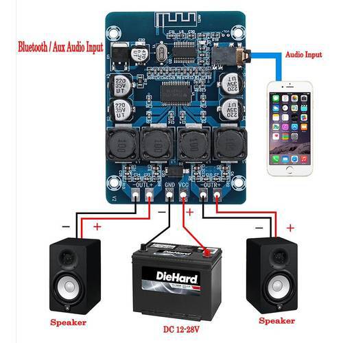 XH-M314 TPA3118 2x45W 12V 24V Stereo audio Bluetooth Digital power Amplifier Board amplificador
